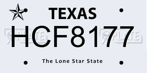 HCF8177 Texas License Plate