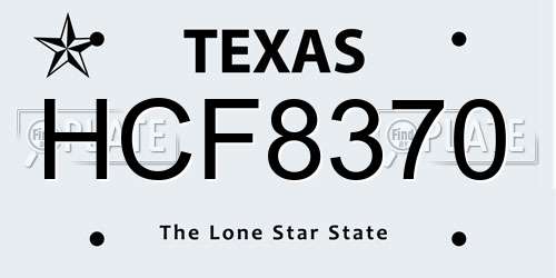 HCF8370 Texas License Plate