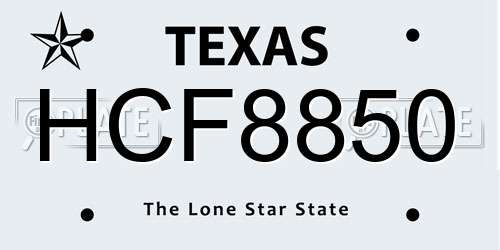 HCF8850 Texas License Plate