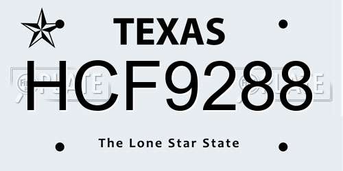 HCF9288 Texas License Plate