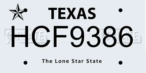 HCF9386 Texas License Plate