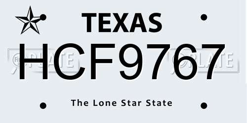 HCF9767 Texas License Plate