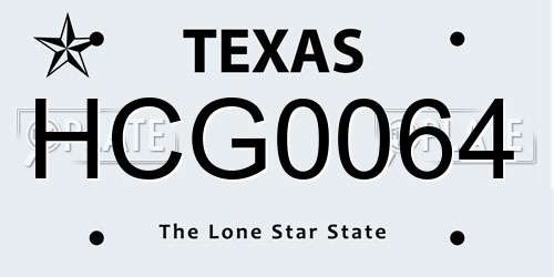 HCG0064 Texas License Plate