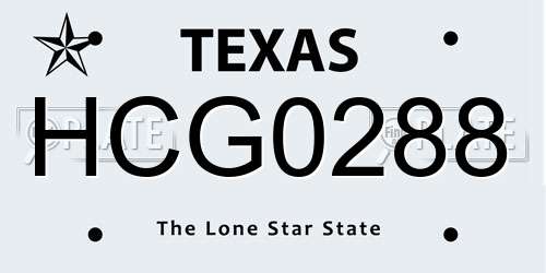HCG0288 Texas License Plate