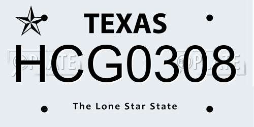 HCG0308 Texas License Plate