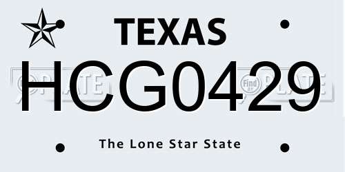 HCG0429 Texas License Plate