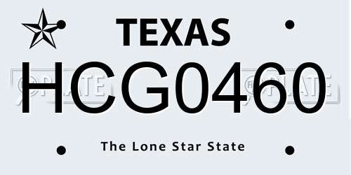 HCG0460 Texas License Plate