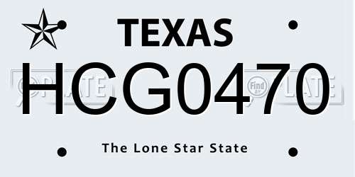 HCG0470 Texas License Plate