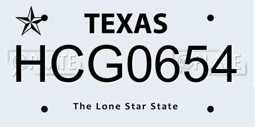 HCG0654 Texas License Plate