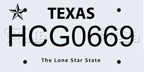 HCG0669 Texas License Plate