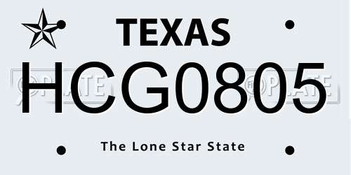 HCG0805 Texas License Plate