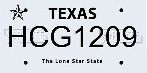 HCG1209 Texas License Plate