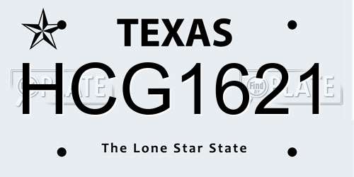 HCG1621 Texas License Plate