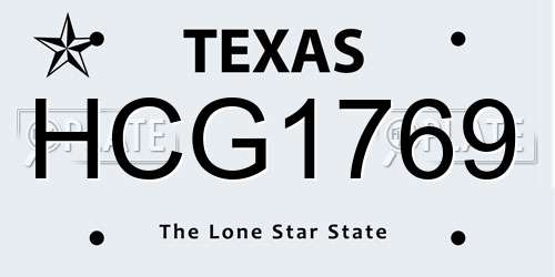 HCG1769 Texas License Plate