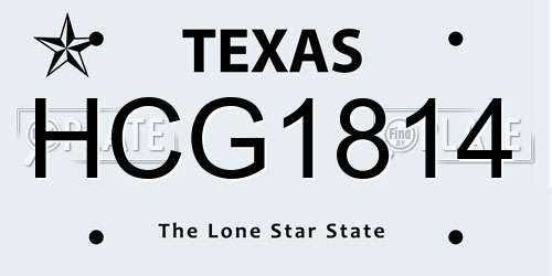 HCG1814 Texas License Plate