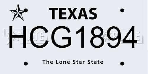 HCG1894 Texas License Plate
