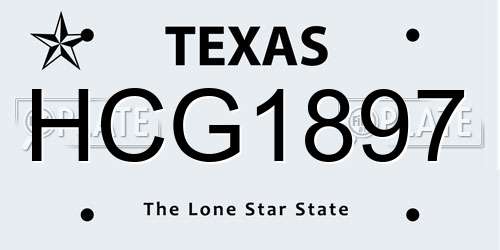 HCG1897 Texas License Plate