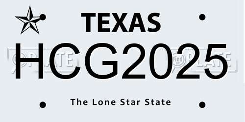HCG2025 Texas License Plate