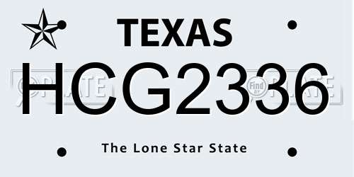 HCG2336 Texas License Plate