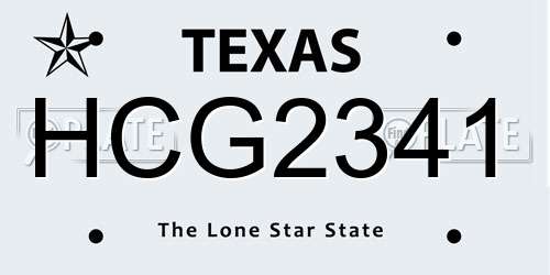 HCG2341 Texas License Plate
