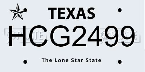 HCG2499 Texas License Plate