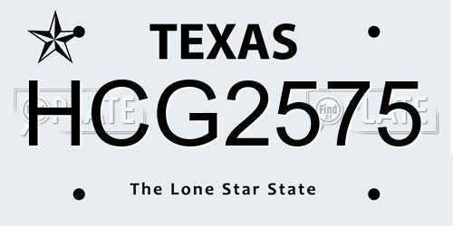 HCG2575 Texas License Plate
