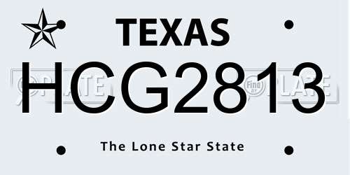 HCG2813 Texas License Plate