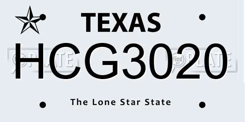 HCG3020 Texas License Plate