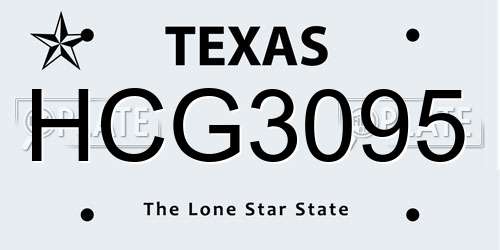 HCG3095 Texas License Plate