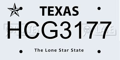 HCG3177 Texas License Plate