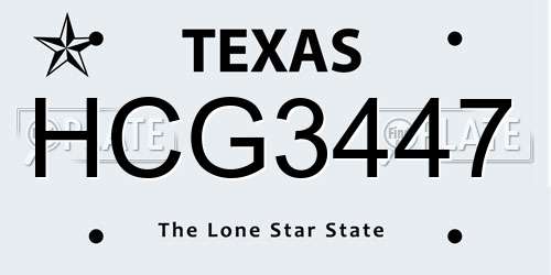 HCG3447 Texas License Plate