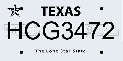 HCG3472 Texas License Plate
