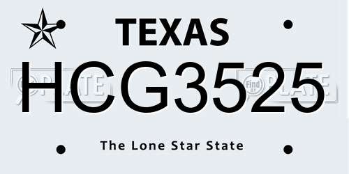 HCG3525 Texas License Plate