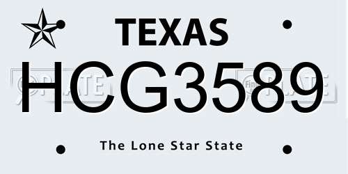 HCG3589 Texas License Plate