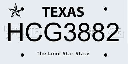 HCG3882 Texas License Plate