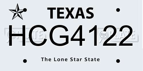 HCG4122 Texas License Plate