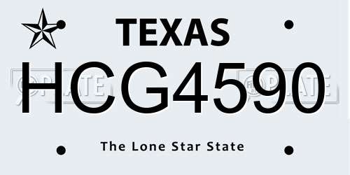 HCG4590 Texas License Plate