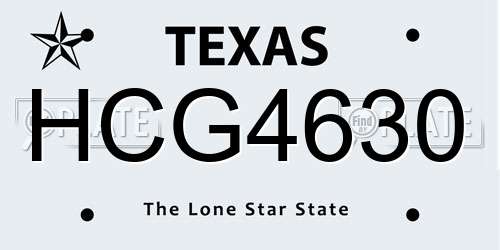 HCG4630 Texas License Plate