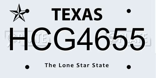 HCG4655 Texas License Plate