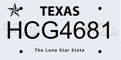HCG4681 Texas License Plate