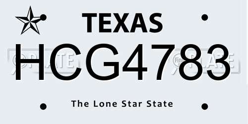 HCG4783 Texas License Plate