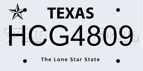 HCG4809 Texas License Plate
