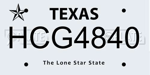 HCG4840 Texas License Plate
