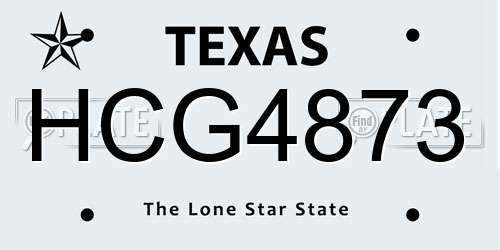 HCG4873 Texas License Plate