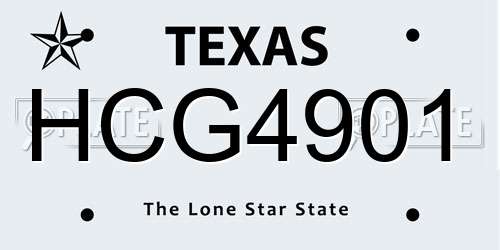 HCG4901 Texas License Plate