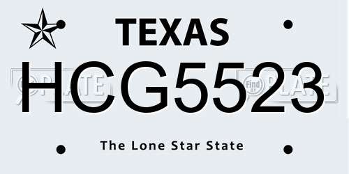 HCG5523 Texas License Plate