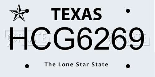 HCG6269 Texas License Plate
