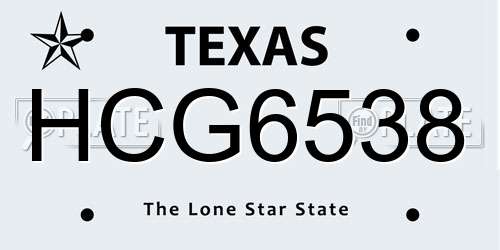 HCG6538 Texas License Plate