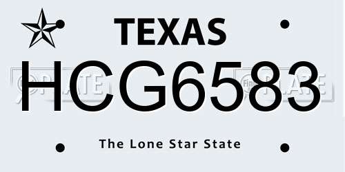 HCG6583 Texas License Plate