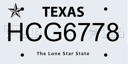 HCG6778 Texas License Plate